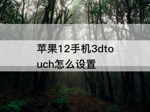 苹果12手机3dtouch怎么设置