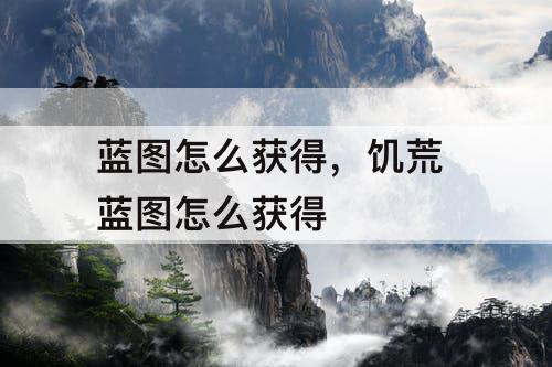 蓝图怎么获得，饥荒 蓝图怎么获得