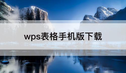 wps表格手机版下载