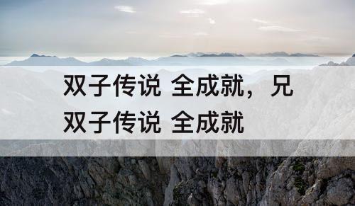 双子传说 全成就，兄双子传说 全成就