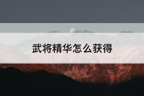 武将精华怎么获得