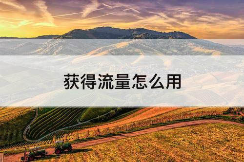 获得流量怎么用