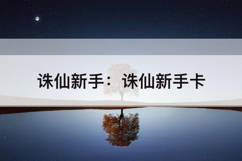 诛仙新手：诛仙新手卡
