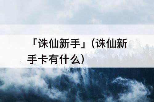 「诛仙新手」(诛仙新手卡有什么)
