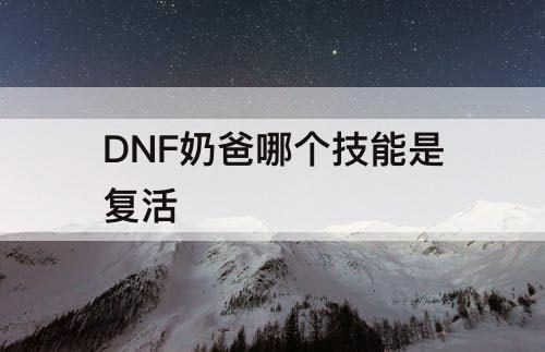 DNF奶爸哪个技能是复活