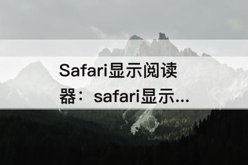 Safari显示阅读器：safari显示阅读器视图变灰了怎么办