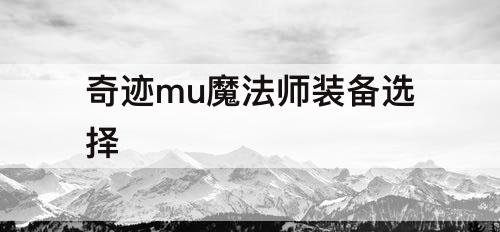 奇迹mu魔法师装备选择