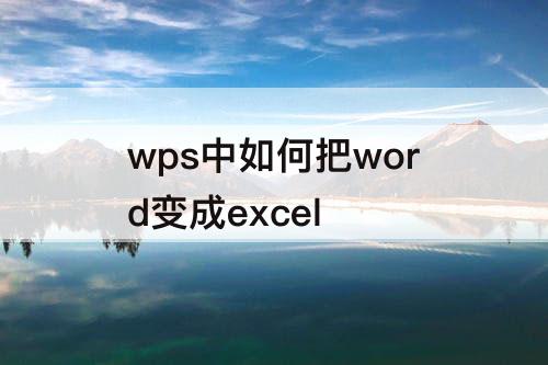 wps中如何把word变成excel