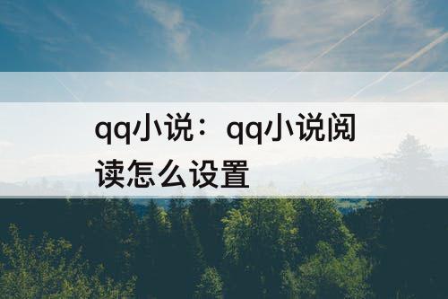 qq小说：qq小说阅读怎么设置
