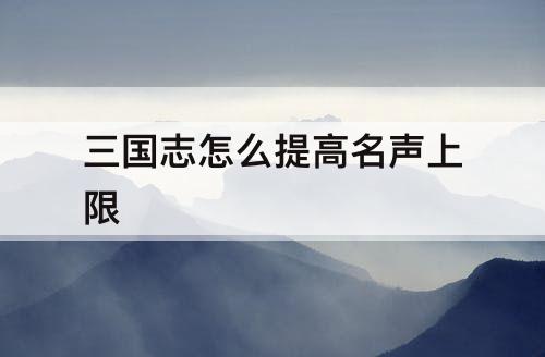 三国志怎么提高名声上限