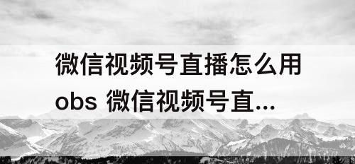 微信视频号直播怎么用obs 微信视频号直播怎么用obs推流