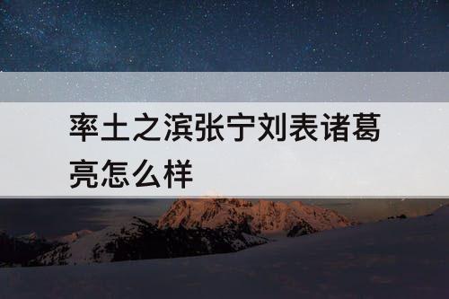 率土之滨张宁刘表诸葛亮怎么样