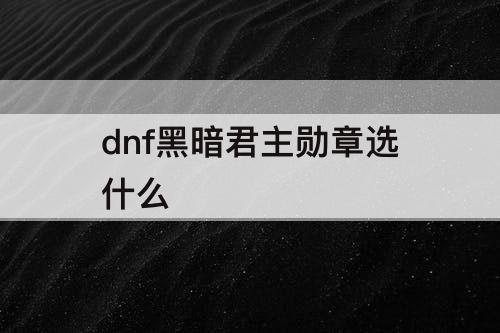 dnf黑暗君主勋章选什么