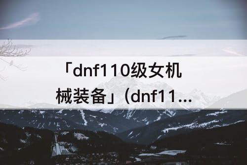 「dnf110级女机械装备」(dnf110级女机械装备选择)