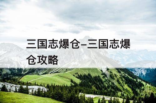 三国志爆仓-三国志爆仓攻略