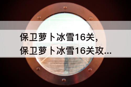 保卫萝卜冰雪16关，保卫萝卜冰雪16关攻略