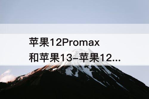 苹果12Promax和苹果13-苹果12promax和苹果13promax的外观一样?