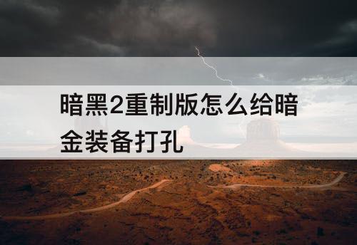 暗黑2重制版怎么给暗金装备打孔