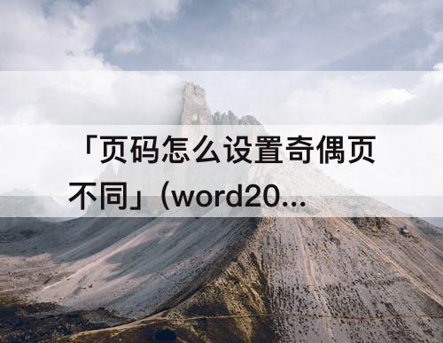 「页码怎么设置奇偶页不同」(word2016页码怎么设置奇偶页不同)