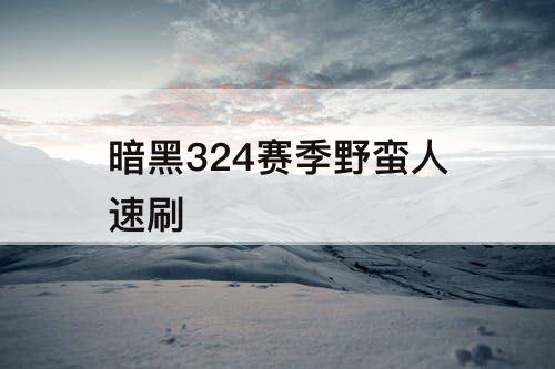 暗黑324赛季野蛮人速刷