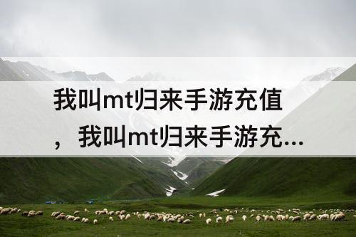 我叫mt归来手游充值，我叫mt归来手游充值攻略