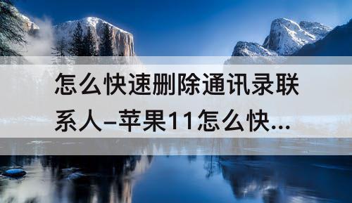 怎么快速删除通讯录联系人-苹果11怎么快速删除通讯录联系人