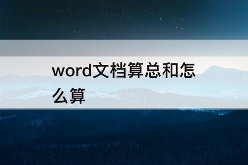 word文档算总和怎么算