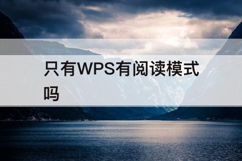 只有WPS有阅读模式吗